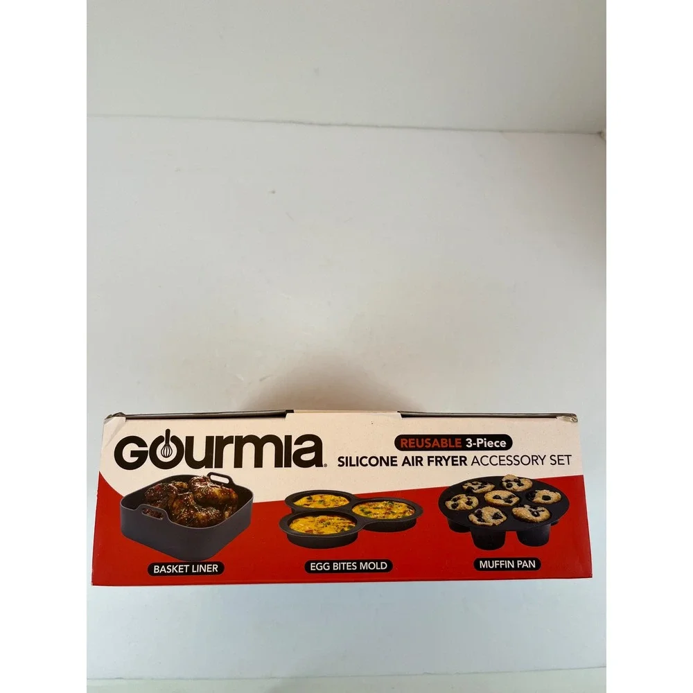 Gourmia 3 Piece Reusable Silicone Air Fryer Accessory Set GSI005 Black 7-8 QT